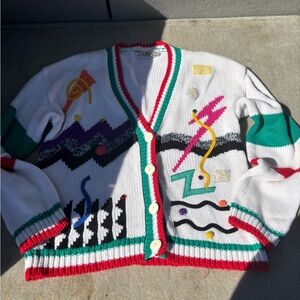 Vintage Evian Knit Sweater 80-90s cardigan button up size small